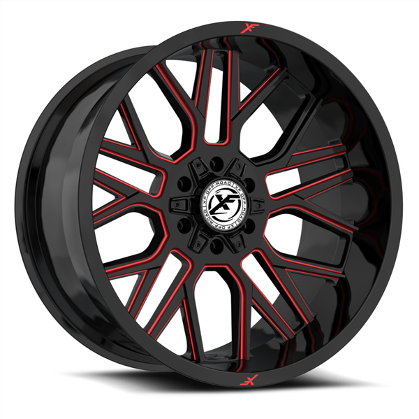 XF OFF-ROAD XF-235 GLOSS BLACK &amp; RED MILLED 22X12 BLANK 5X/6X -44 +125.2