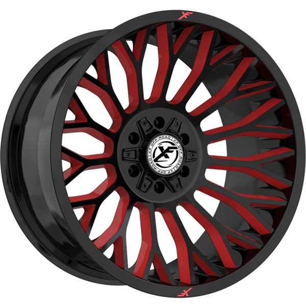 XF OFF-ROAD XF 237 GLOSS BLACK &amp; RED MILLED 22X12 5X127/5X5.5 -44 +78.1