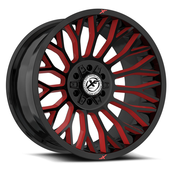 XF OFF-ROAD XF-237 GLOSS BLACK &amp; RED MILLED 22X12 6X135/6X5.5 -44 +106.4