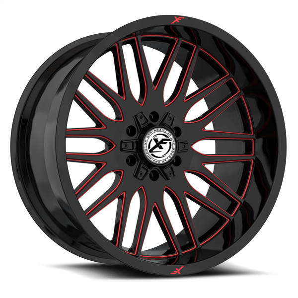 XF OFF-ROAD XF-240 GLOSS BLACK &amp; RED MILLED 22X12 6X135/6X5.5 -44 +106.4