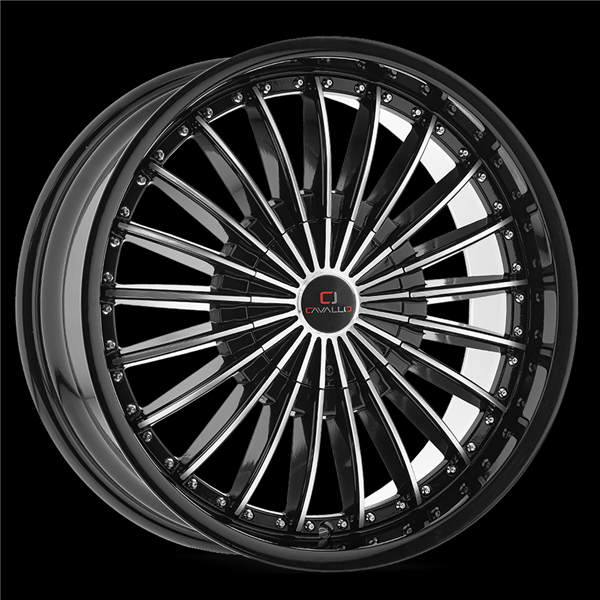 CAVALLO CLV-32 GLOSS BLACK & MACHINED 22X8.5 5X4.5/5X4.75 +38 +74.1 *NC*