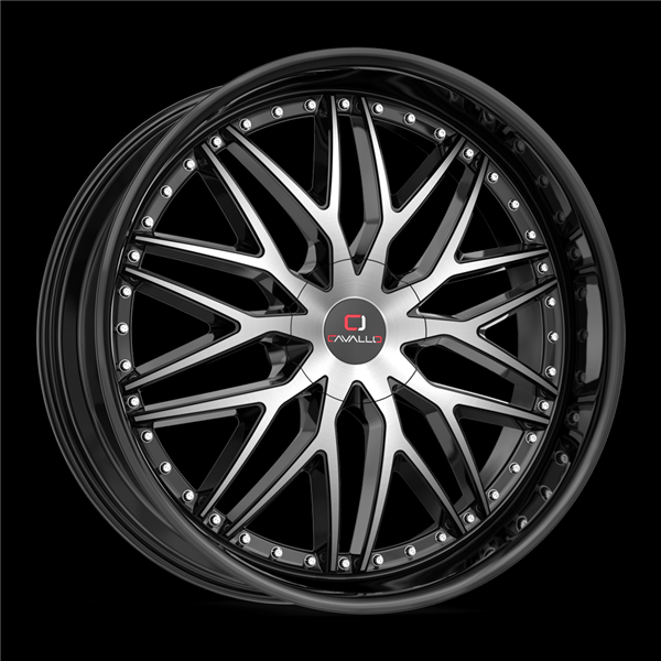 CAVALLO CLV-46 GLOSS BLACK & MACHINED 22X8.5 5X4.5/5X4.75 +38 +74.1 *NC*