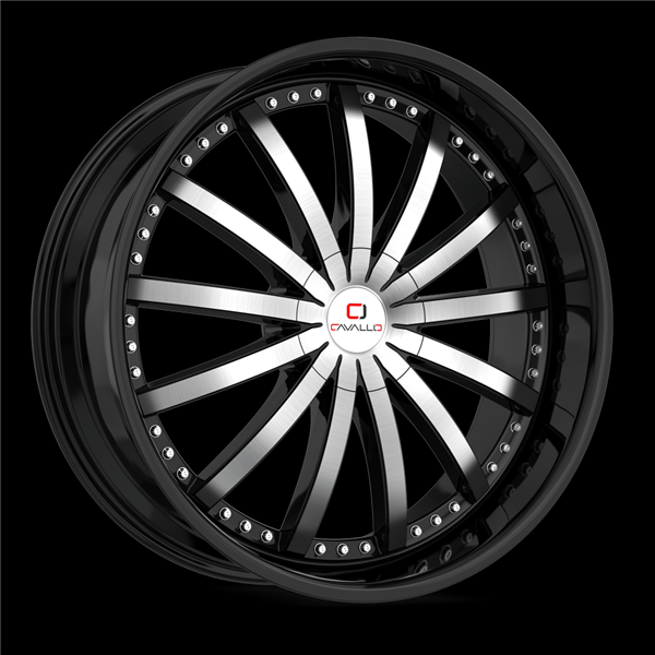 CAVALLO CLV-53 GLOSS BLACK & MACHINED 22X8.5 5X4.5/5X120 +38 +74.1 *NC*