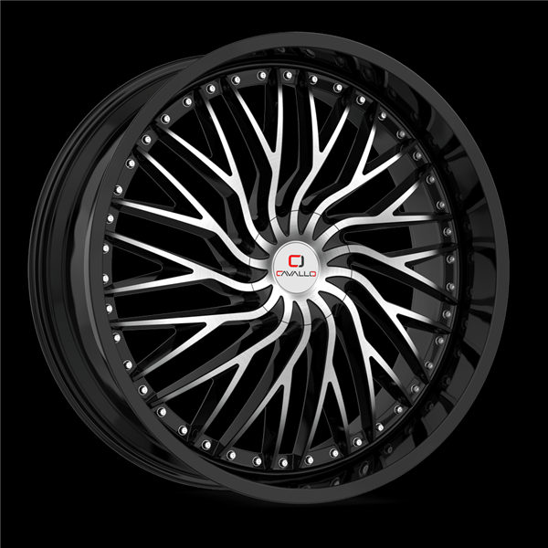 CAVALLO CLV-43 GLOSS BLACK & MACHINED 20X8.5 5X4.5/5X4.75 +35 +74.1 *NC*
