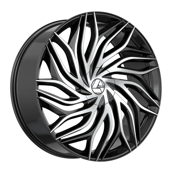 AZARA AZA-537 GLOSS BLACK & MACHINED 20X8.5 5X4.25/5X4.5 +35 +74.1 *NC*