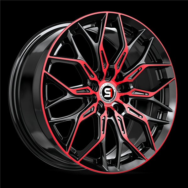 SPEC-1 SP-57 GLOSS BLACK & RED MACHINED 18X8.0 5X110/5X4.5 +38 +73.1 *NC*