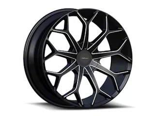 CAVALLO CLV-22 GLOSS BLACK & MILLED 22X8.5 5X4.5/5X4.75 +38 +74.1 *NC*
