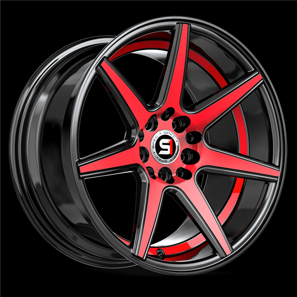SPEC-1 SP-73 GLOSS BLACK RED MACHINED & UNDERCUT 17X7.5 4X100/4X4.5 +42 +73.1 *NC*