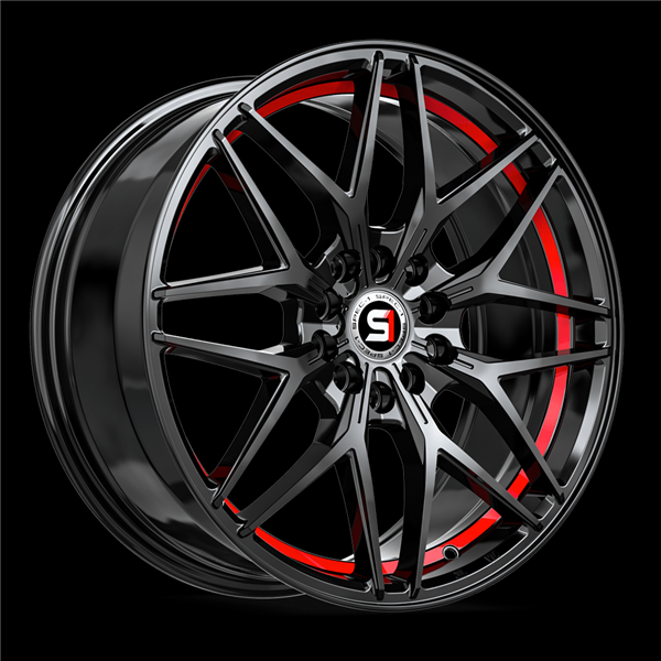 SPEC-1 SP-60 GLOSS BLACK & RED UNDERCUT 18X8.0 5X4.5/5X4.75 +38 +73.1 *NC*