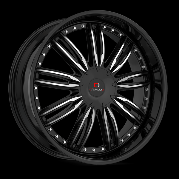 CAVALLO CLV-54 GLOSS BLACK & MACHINED 22X9.5 5X115/5X4.75 +15 +74.1 *NC*