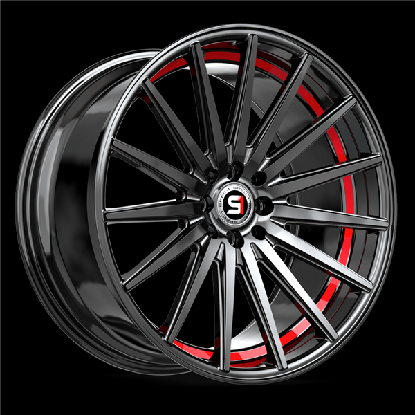 SPEC-1 RACING SP-69 GLOSS BLACK & RED UNDERCUT 17X7.5 5X112/5X4.5 +42 +73.1 *NC*
