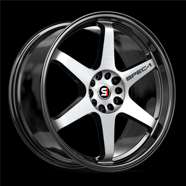 SPEC-1 RACING SPT-33 GLOSS BLACK & MACHINED 18X8.5 5X112/5X4.5 +38 +73.1 *NC*