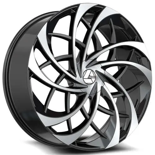 AZZARA AZA-540 GLOSS BLACK & MACHINED 22X8.5 5X112/5X4.5 +38 +74.1 *NC*