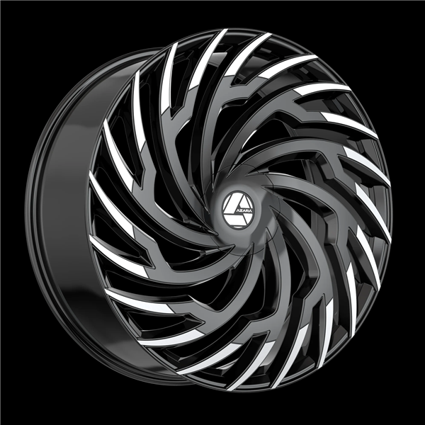AZARA AZA-536 GLOSS BLACK & MACHINED 20X8.5 5X4.5/5X4.75 +35 +74.1 *NC*