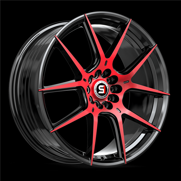 SPEC-1 SP-71 GLOSS BLACK & RED MACHINED 17X8.0 5X4.5/5X4.75 +42 +73.1 *NC*
