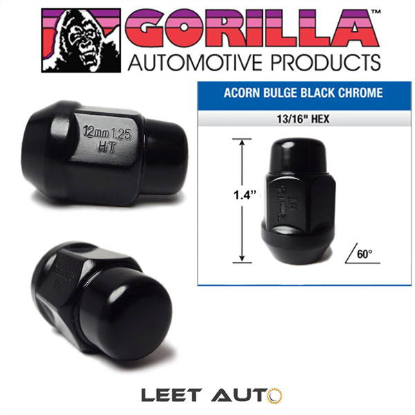 GORILLA 12X1.25 BULGE LUG 3/4" BLACK