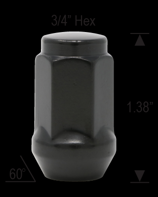 1/2 BLACK BULGE ACORN 3/4 HEX 1.38 "BLACK"
