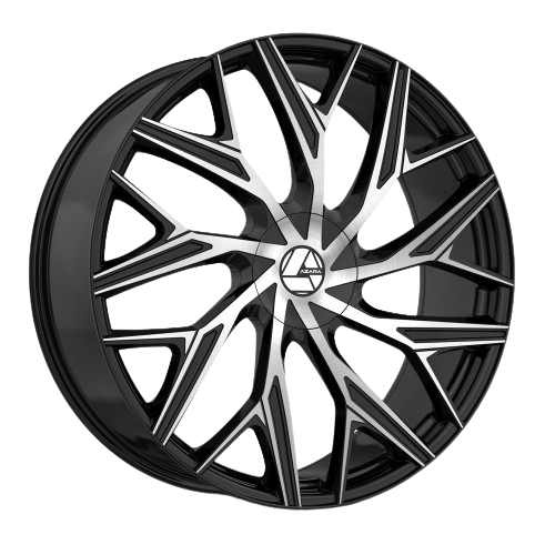 AZARA-AZA527 GLOSS BLACK & MACHINED 20X8.5 5X4.75/5X4.5 +35 +74.1 *NC*