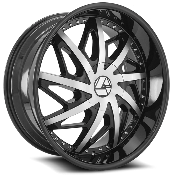 AZARA AZA-510 GLOSS BLACK/MACHINE 20X8.5 5X4.5/5X4.75 +35 +74.1 *RT*