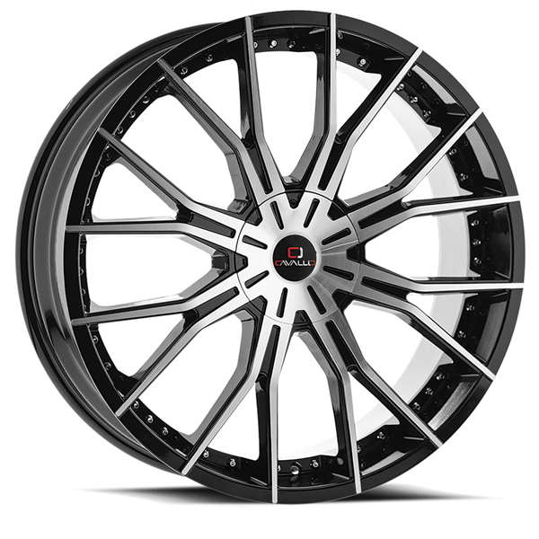 CAVALLO-CLV36 GLOSS BLACK/MACHINE 20X8.5 5X112/5X4.5 +35 +74.1 *NC*