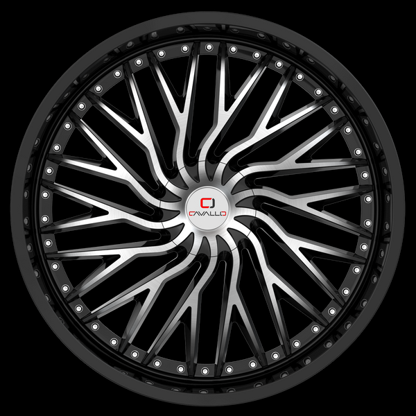 CAVALLO CLV-43 GLOSS BLACK & MACHINED 20X8.5 5X108/5X114.3 +35 74.1 *NC*