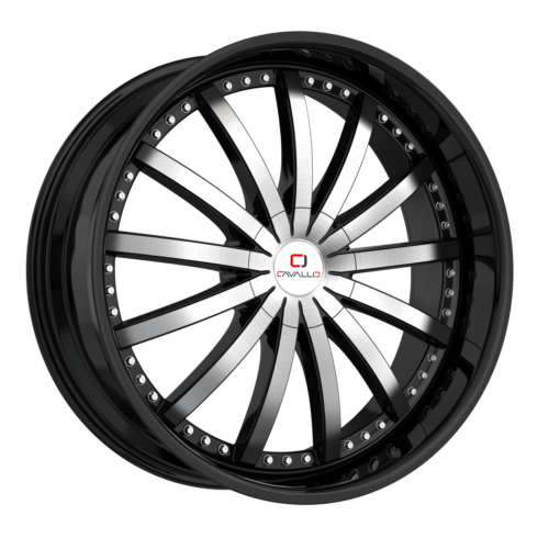 CAVALLO-CLV53 GLOSS BLACK MACHINE 20X8.5 5X4.5/5X4.75 +35 +74.1 *RT*