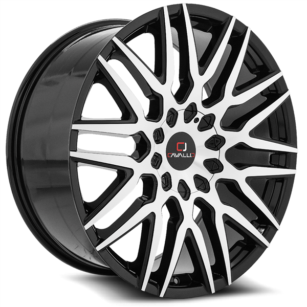 CAVALLO-CLV24 GLOSS BLACK & MACHINED 22X9.5 BLANK 5X/6X +15 +78.1 *RT*