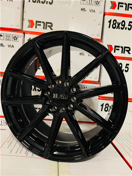 F1R-F27 GLOSS BLACK 18X8.5 5X4.5/5X4.75 +35 *STAGGERED* *NEW*