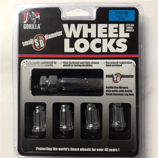 GORILLA WHEEL LOCKS-12X1.50 ACORN SMALL DIAMETER TUNER CHROME #21631SD
