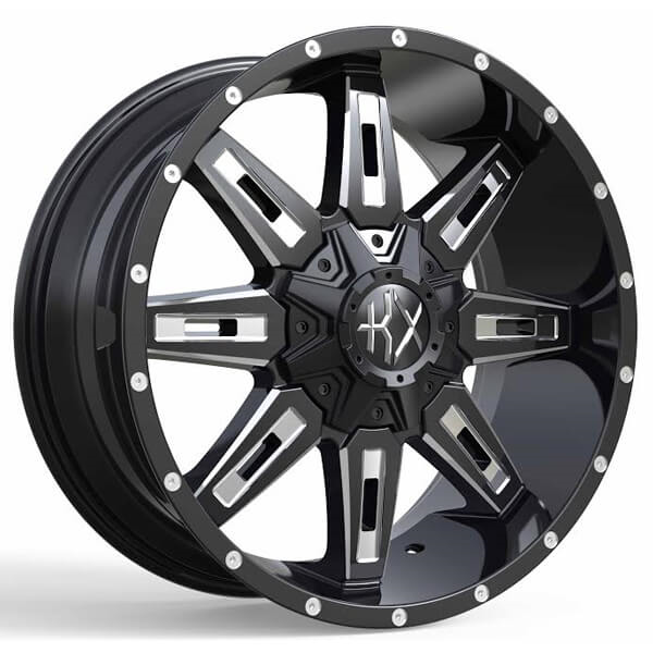 KX OFFROAD-KX06 GLOSS BLACK/MILLED 20X9.0 5X127/5X139.7 +1 +78.3