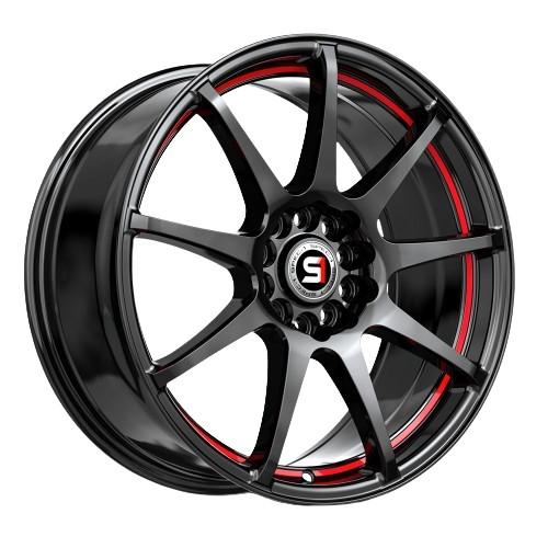 SPEC-1 RACING SP-67 GLOSS BLACK & RED LINE 17X7.0 5X105/5X4.5 +42 +73.1 *NC*