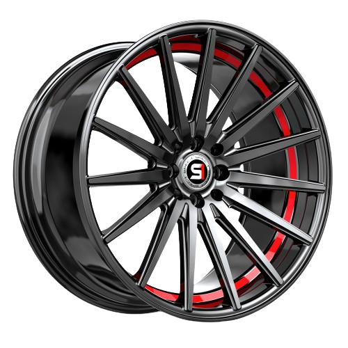 SPEC-1 RACING SP-69 GLOSS BLACK & RED UNDERCUT 18X8.0 5X112/5X4.5 +38 +73.1 *NC*
