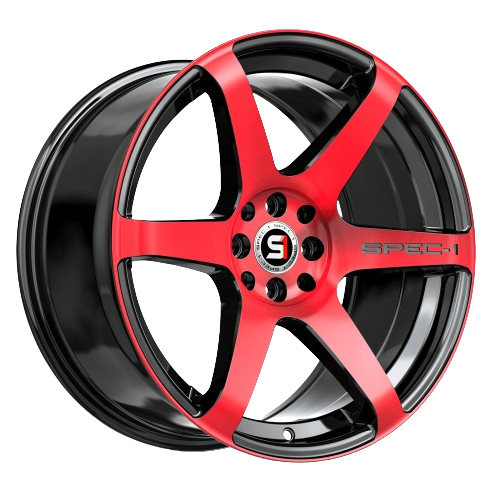 SPEC-1 RACING SPT-32 GLOSS BLACK & RED MACHINED 18X8.0 5X4.75/5X4.5 +34 +73.1 *NC*