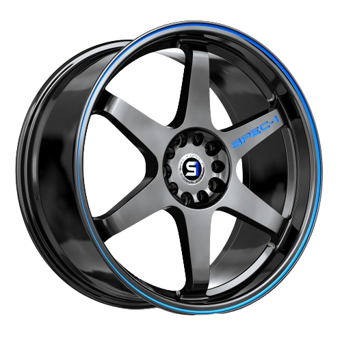 SPEC-1 RACING SPT-33 GLOSS BLACK/ BLUE LINE 18X8.5 5X100/5X114.3 +38 +73.1 *NC*