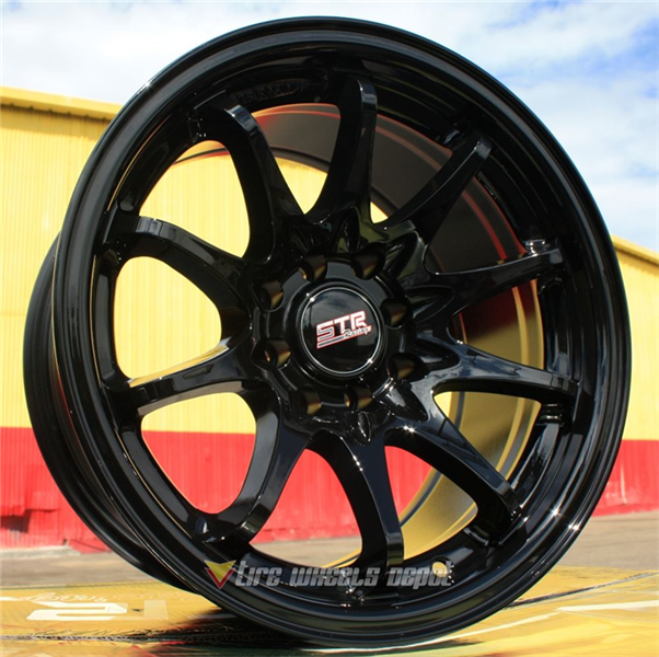 STR RACING-518 GLOSS BLACK 15X8.0 4X100/4X4.5+0+73.1