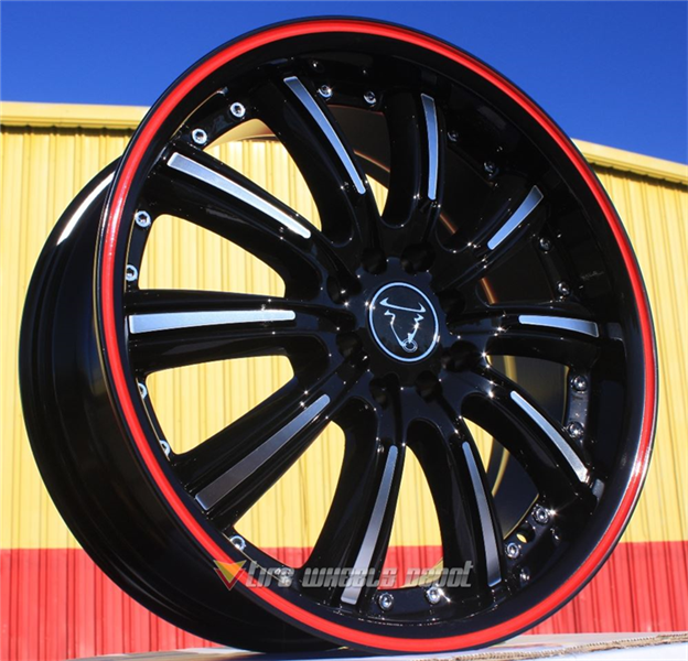 NS-TR9017 MATTE BLACK/RED STRIPE 17X7.0 4X100/4X4.5+40 **198**