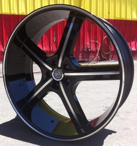 U2-55 BLACK W/MACHINE FACE & LINE 20X8.5 5X4.5 +35