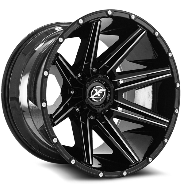 XF OFF-ROAD XF-220 GLOSS BLACK & MILLED 17X9 8X6.5/8X170 +0 +125.2 *NC*
