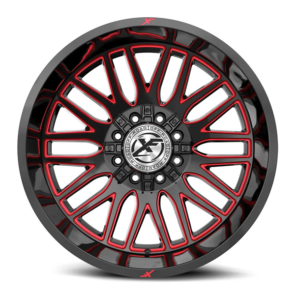 XF OFFROAD XF-240 GLOSS BLACK & RED MILLED 22X10 8X165.1/8X180 -18 125.2 *NC*